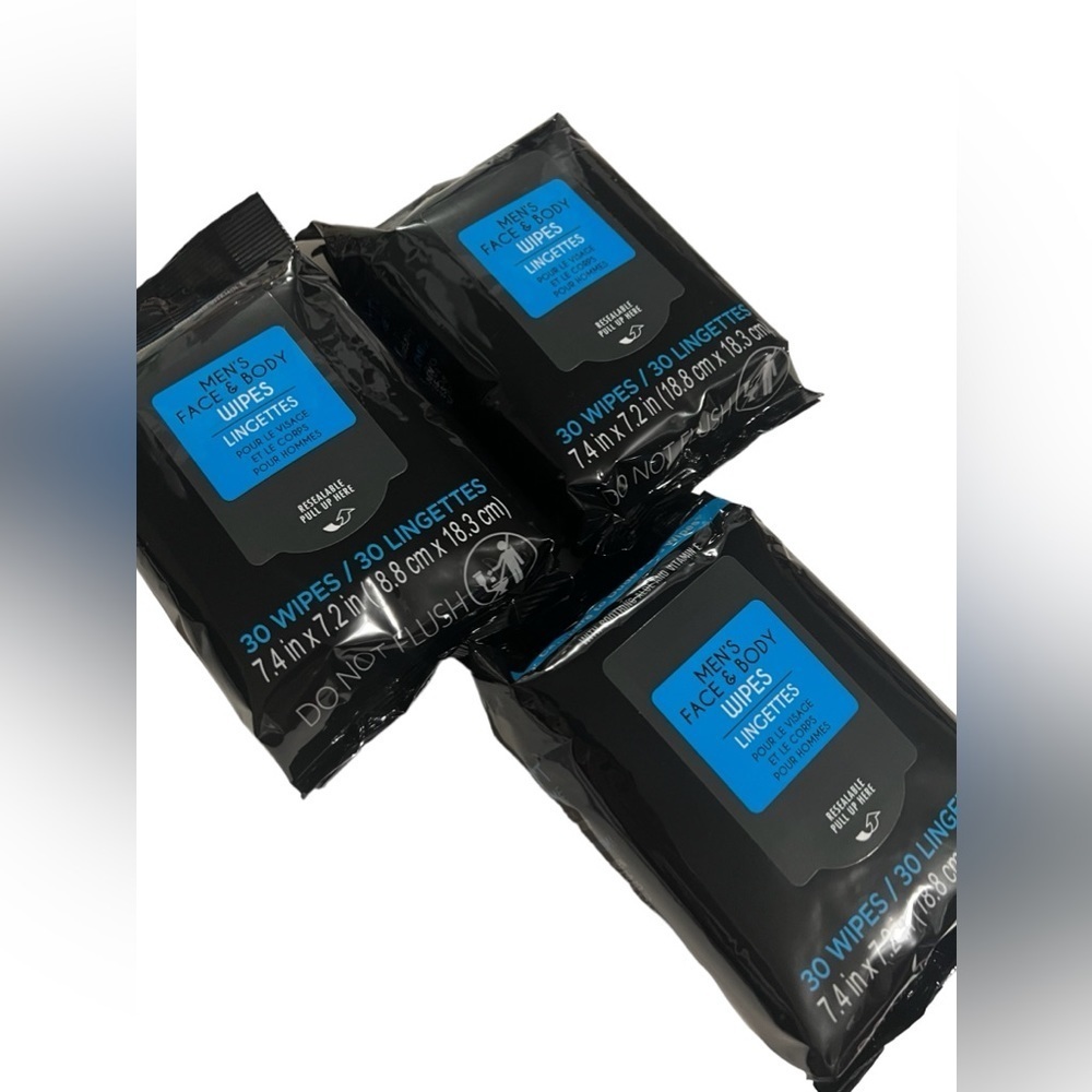 B Pure Men’s Face & Body Wipes W/ Soothing Aloe & Vitamin E 30 Wipes Pack 3 - Picture 2 of 7